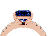 Rose gold Princess Cut Solitaire Diamond with Pavé Band and Four-Prong Setting_4