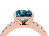 Rose gold Princess Cut Solitaire Diamond with Pavé Band and Four-Prong Setting_4