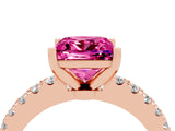 Rose gold Princess Cut Solitaire Diamond with Pavé Band and Four-Prong Setting_4