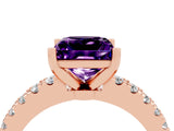 Rose gold Princess Cut Solitaire Diamond with Pavé Band and Four-Prong Setting_4
