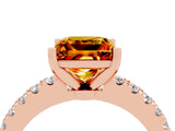 Rose gold Princess Cut Solitaire Diamond with Pavé Band and Four-Prong Setting_4