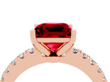 Rose gold Princess Cut Solitaire Diamond with Pavé Band and Four-Prong Setting_4