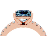 Rose gold Princess Cut Solitaire Diamond with Pavé Band and Four-Prong Setting_4