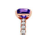 Rose gold Princess Cut Solitaire Diamond with Pavé Band and Four-Prong Setting_5