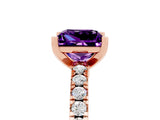 Rose gold Princess Cut Solitaire Diamond with Pavé Band and Four-Prong Setting_5