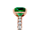 Rose gold Princess Cut Solitaire Diamond with Pavé Band and Four-Prong Setting_5