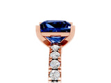 Rose gold Princess Cut Solitaire Diamond with Pavé Band and Four-Prong Setting_5