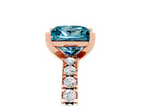 Rose gold Princess Cut Solitaire Diamond with Pavé Band and Four-Prong Setting_5