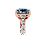 Rose gold Princess Cut Solitaire Diamond with Pavé Band and Four-Prong Setting_5