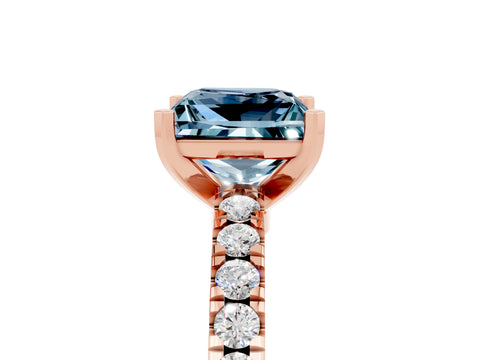 Rose gold Princess Cut Solitaire Diamond with Pavé Band and Four-Prong Setting_5