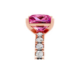 Rose gold Princess Cut Solitaire Diamond with Pavé Band and Four-Prong Setting_5