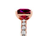 Rose gold Princess Cut Solitaire Diamond with Pavé Band and Four-Prong Setting_5