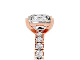 Rose gold Princess Cut Solitaire Diamond with Pavé Band and Four-Prong Setting_5