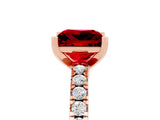 Rose gold Princess Cut Solitaire Diamond with Pavé Band and Four-Prong Setting_5