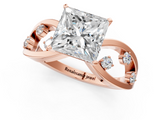 Rose gold Princess Cut Solitaire Diamond with Side Stones on Criss-Cross Band and Four-Prong Setting_27