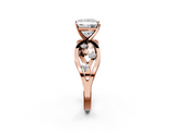 Rose gold Princess Cut Solitaire Diamond with Side Stones on Criss-Cross Band and Four-Prong Setting_28