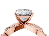 Rose gold Princess Cut Solitaire Diamond with Side Stones on Criss-Cross Band and Four-Prong Setting_30