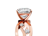 Rose gold Princess Cut Solitaire Diamond with Side Stones on Criss-Cross Band and Four-Prong Setting_31