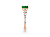 Rose gold Princess Cut Solitaire Emerald Ring with Pave Band and Four-Prong Setting_2