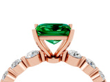 Rose gold Princess Cut Solitaire Emerald Ring with Pave Band and Four-Prong Setting_4