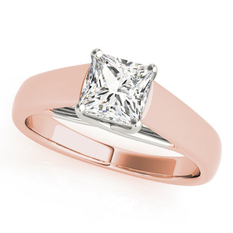 Rose gold Princess Cut Solitaire Engagement Ring with Cathedral Setting and Four-Prong Setting