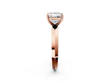 Rose gold Princess Cut Solitaire Engagement Ring with Flat Band and Four-Prong Setting 2