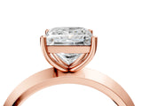Rose gold Princess Cut Solitaire Engagement Ring with Flat Band and Four-Prong Setting 4