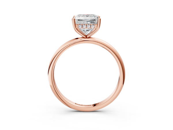 Rose gold Princess Cut Solitaire Engagement Ring with Four-Prong Setting and Classic Band