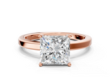 Rose gold Princess Cut Solitaire Engagement Ring with Four-Prong Setting on a Classic Band_36