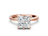 Rose gold Princess Cut Solitaire Engagement Ring with Six-Prong Setting and Tapered Band_3