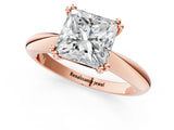 Rose gold Princess Cut Solitaire Engagement Ring with Tapered Band and Four-Prong Setting 1