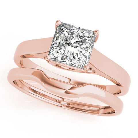 Rose gold Princess Cut Solitaire Engagement Ring with Tapered Band and Four-Prong Setting 1