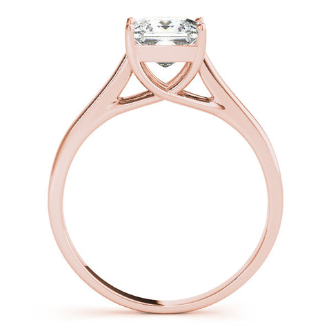 Rose gold Princess Cut Solitaire Engagement Ring with Tapered Band and Four-Prong Setting 2