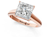 Rose gold Princess Cut Solitaire Engagement Ring with Tapered Band and Four-Prong Setting_4