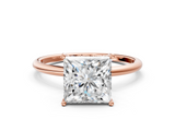 Rose gold Princess Cut Solitaire Engagement Ring with Thin Band and Four-Prong Setting_7