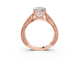 Rose gold Princess Cut Solitaire Engraved Band with Four-Prong Setting_68