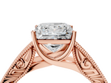 Rose gold Princess Cut Solitaire Engraved Band with Four-Prong Setting_69