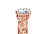 Rose gold Princess Cut Solitaire Engraved Band with Four-Prong Setting_70