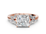 Rose gold Princess Cut Solitaire Floral Diamond Ring with Four-Prong Setting_37