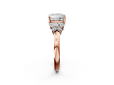 Rose gold Princess Cut Solitaire Floral Diamond Ring with Four-Prong Setting_39