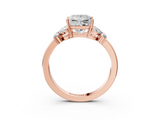 Rose gold Princess Cut Solitaire Floral Diamond Ring with Four-Prong Setting_40