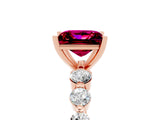Rose gold Princess Cut Solitaire Garnet Ring with Pave Band and Four-Prong Setting_5