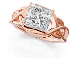 Rose gold Princess Cut Solitaire Intertwined Band Prong Setting Ring_15