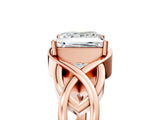 Rose gold Princess Cut Solitaire Intertwined Band Prong Setting Ring_19