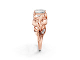 Rose gold Princess Cut Solitaire Leaf-Inspired Engagement Ring with Prong Setting_21