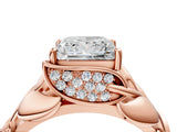 Rose gold Princess Cut Solitaire Leaf-Inspired Engagement Ring with Prong Setting_23