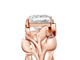 Rose gold Princess Cut Solitaire Leaf-Inspired Engagement Ring with Prong Setting_24