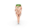 Rose gold Princess Cut Solitaire Leaf-Inspired Engagement Ring with Prong Setting_2