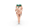 Rose gold Princess Cut Solitaire Leaf-Inspired Engagement Ring with Prong Setting_2
