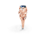 Rose gold Princess Cut Solitaire Leaf-Inspired Engagement Ring with Prong Setting_2